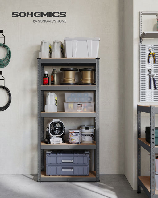 75 x 30 x 150 cm 5 Tier Steel Shelving Unit Heavy Duty Storage Rack Holds 650 kg Slate Grey by Songmics