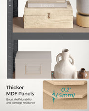 75 x 30 x 150 cm 5 Tier Steel Shelving Unit Heavy Duty Storage Rack Holds 650 kg Slate Grey by Songmics