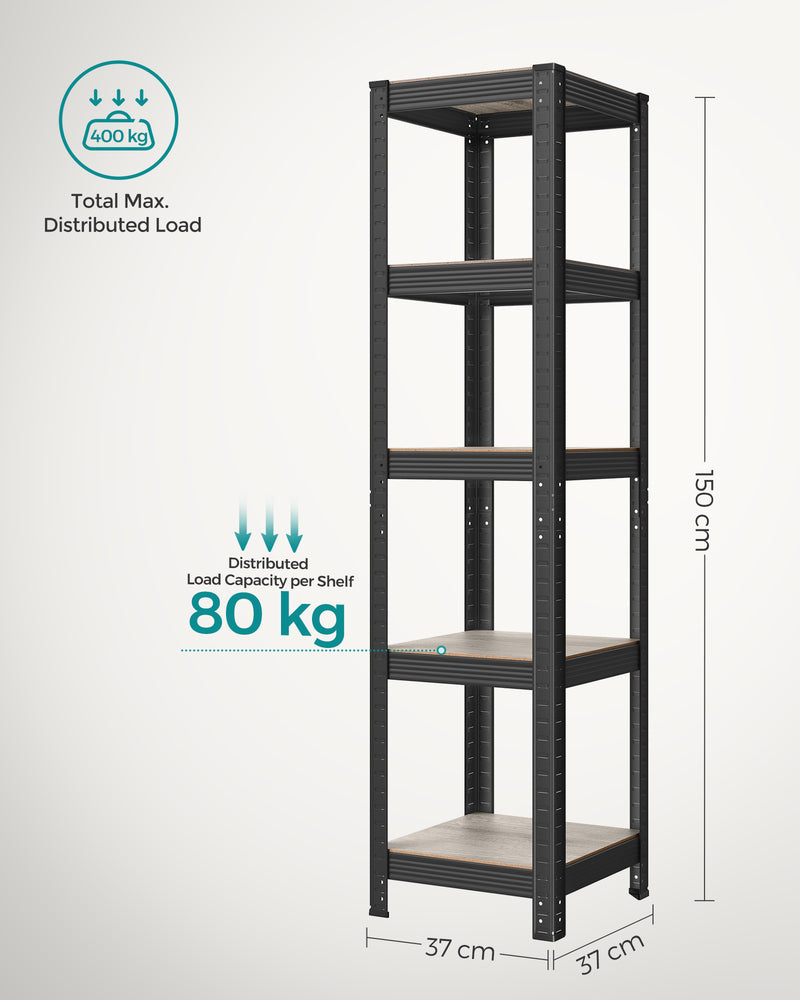 Heavy Duty Shelving Unit 37 cm Wide Holds Up To 400 kg Greige and Black by Songmics