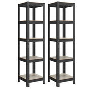 Set of 2 Industrial Style Shelving Units in Greige and Black for Home Storage by Songmics