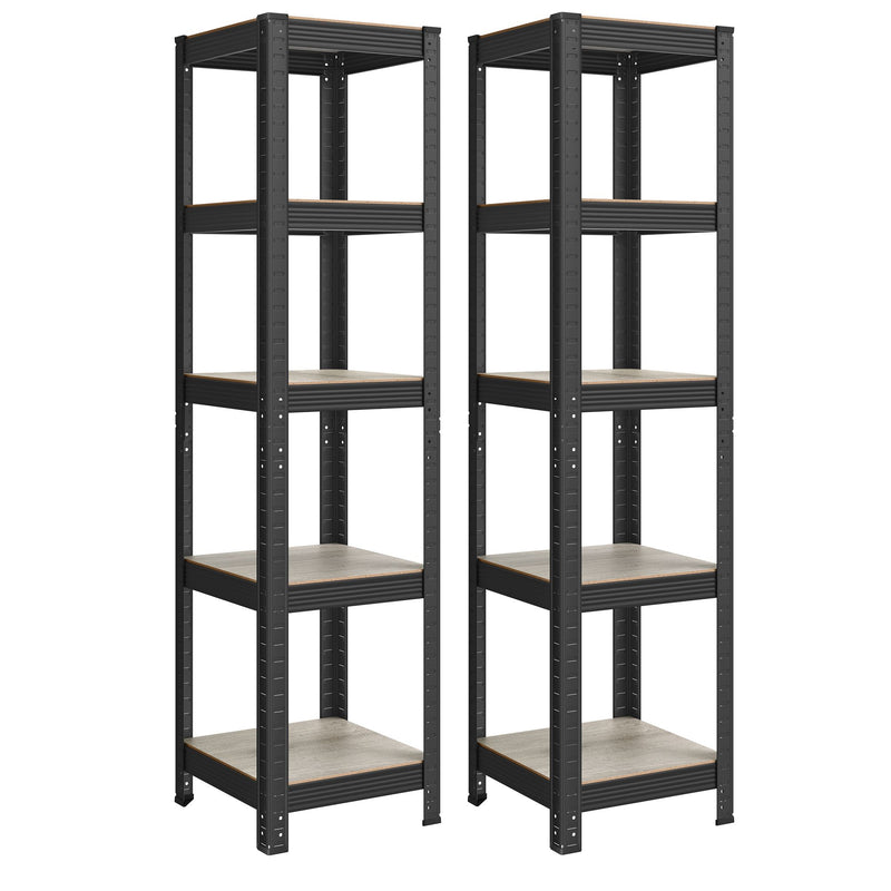 Set of 2 Industrial Style Shelving Units in Greige and Black for Home Storage by Songmics
