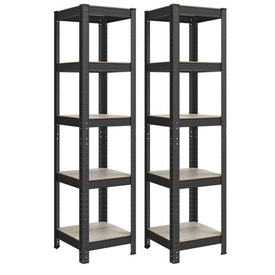 Set of 2 Industrial Style Shelving Units in Greige and Black for Home Storage by Songmics