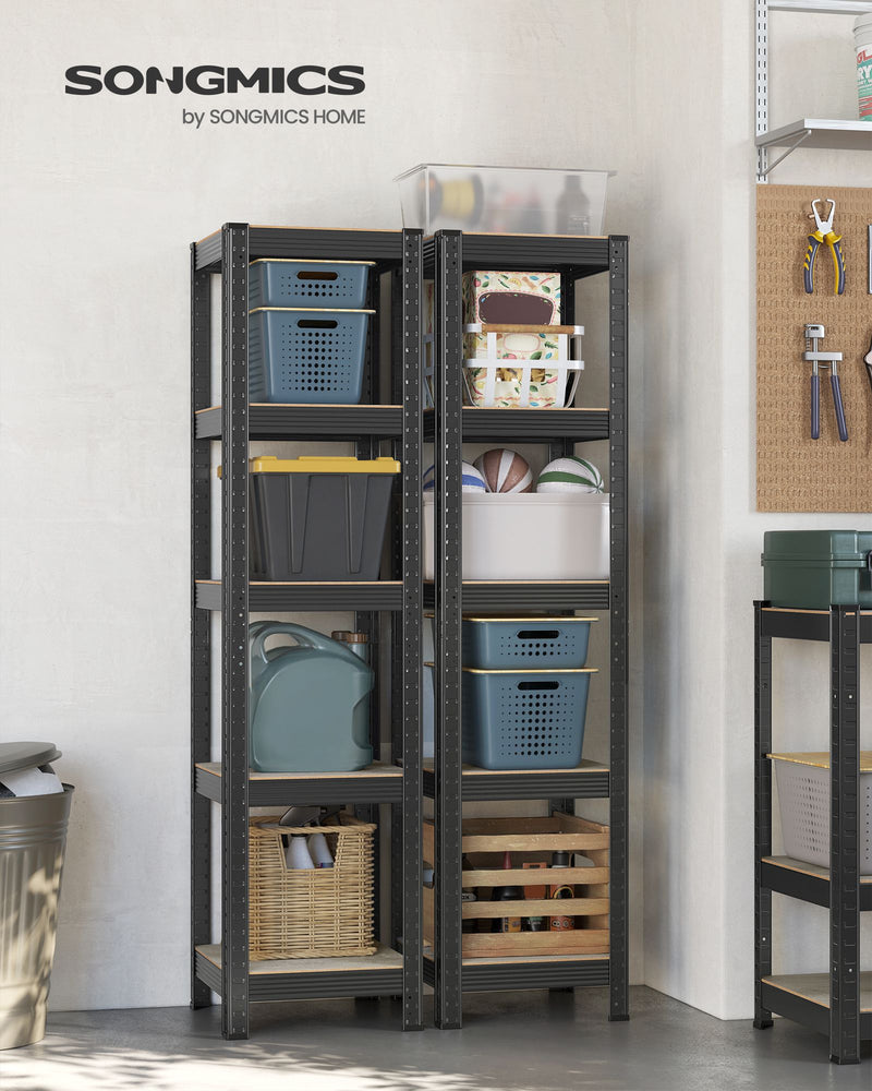 Set of 2 Industrial Style Shelving Units in Greige and Black for Home Storage by Songmics