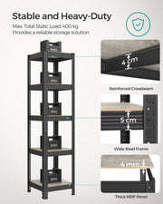 Set of 2 Industrial Style Shelving Units in Greige and Black for Home Storage by Songmics