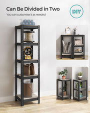 Set of 2 Industrial Style Shelving Units in Greige and Black for Home Storage by Songmics