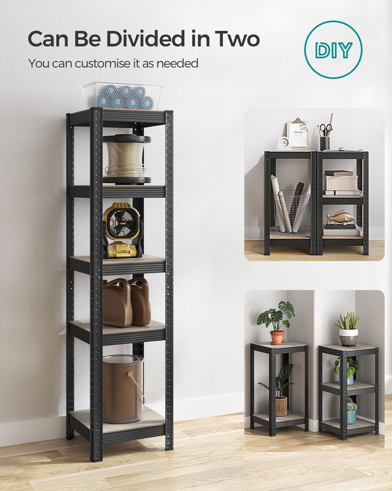 Set of 2 Industrial Style Shelving Units in Greige and Black for Home Storage by Songmics