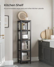 Set of 2 Industrial Style Shelving Units in Greige and Black for Home Storage by Songmics