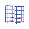 40x90x180cm Set of 2 Heavy Duty Steel Racking Shelving Units with 5 Adjustable Shelves for Garage by Songmics, Blue Steel Frame