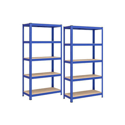 40x90x180cm Set of 2 Heavy Duty Steel Racking Shelving Units with 5 Adjustable Shelves for Garage by Songmics, Blue Steel Frame