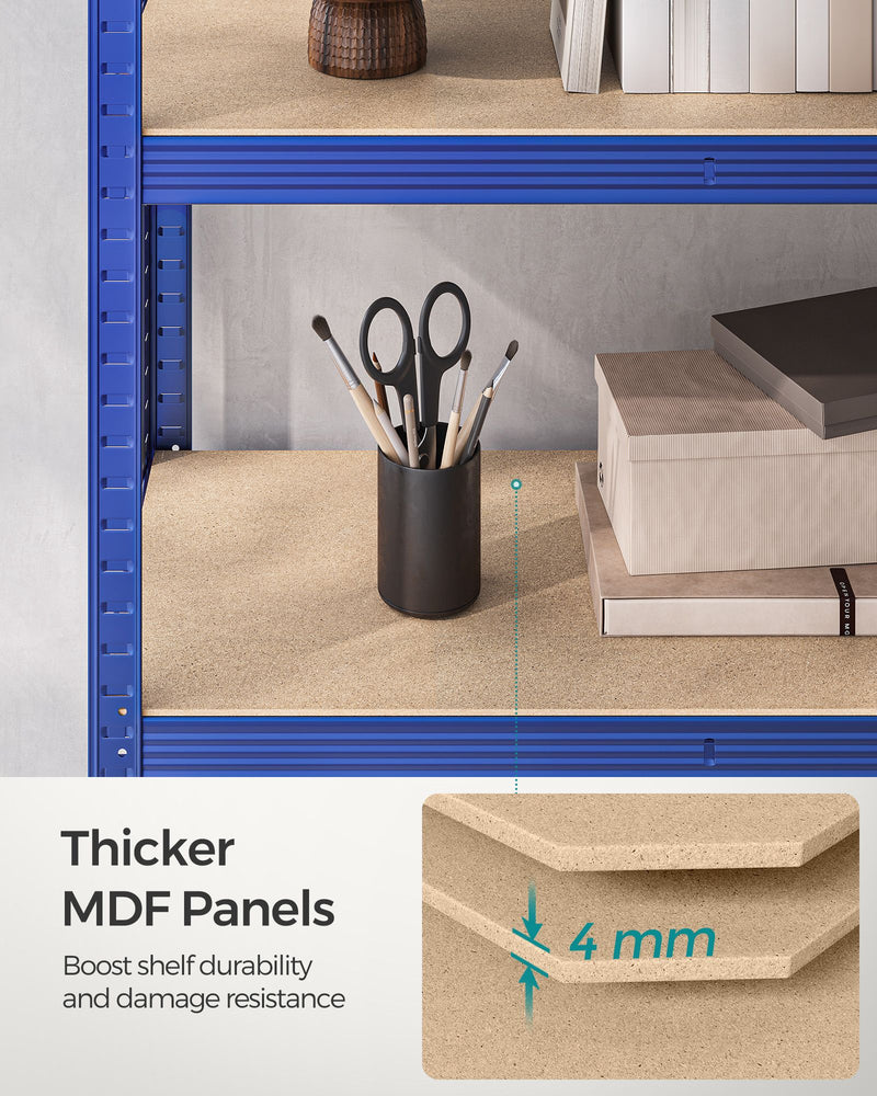 40x90x180cm Set of 2 Heavy Duty Steel Racking Shelving Units with 5 Adjustable Shelves for Garage by Songmics, Blue Steel Frame