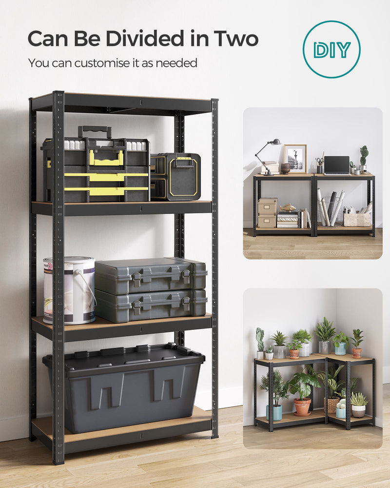 Set of 2 Heavy Duty 4 Tier Steel Shelving Units for Garage and Home Storage by Songmics