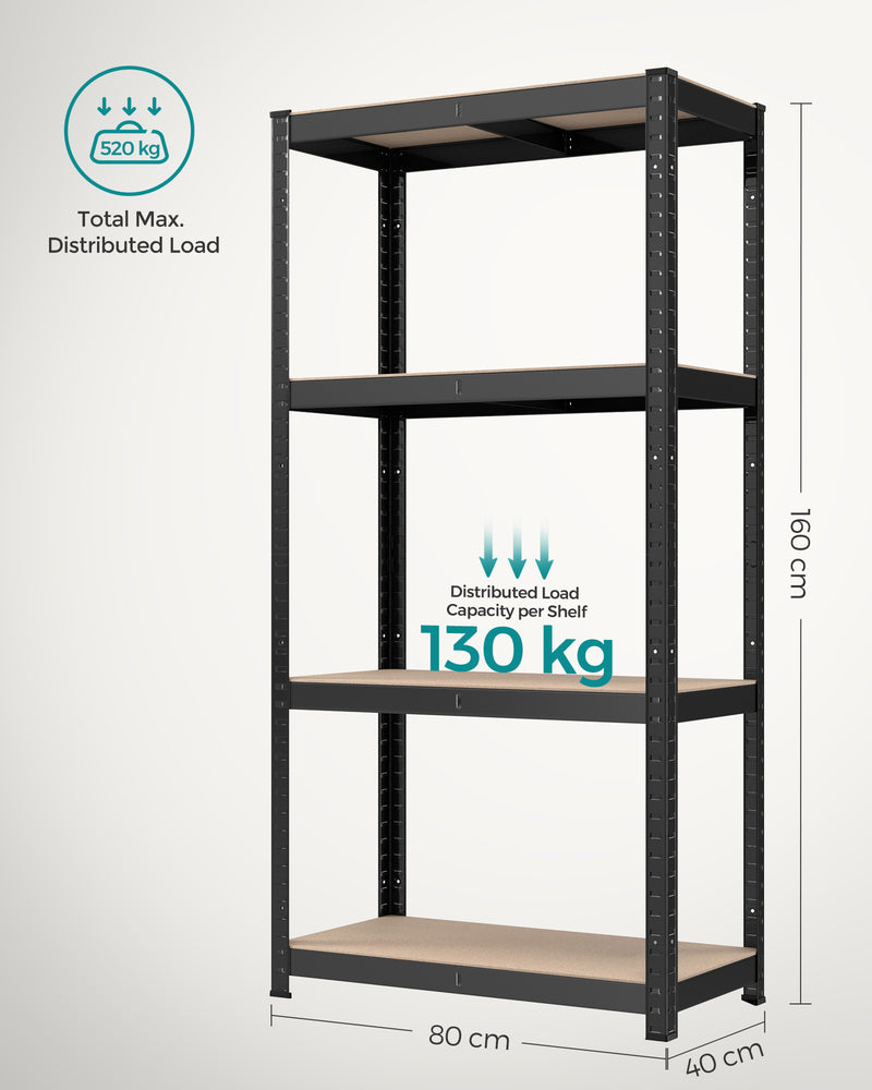 Set of 2 Heavy Duty 4 Tier Steel Shelving Units for Garage and Home Storage by Songmics