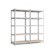100x50x200cm Set of 2 Heavy Duty Steel Shelving Units with Adjustable Shelves for Garage Storage by Songmics