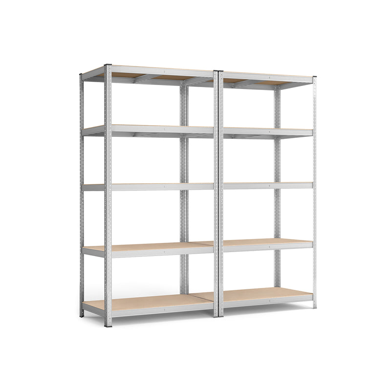 100x50x200cm Set of 2 Heavy Duty Steel Shelving Units with Adjustable Shelves for Garage Storage by Songmics