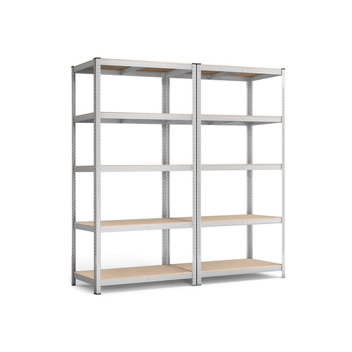 100x50x200cm Set of 2 Heavy Duty Steel Shelving Units with Adjustable Shelves for Garage Storage by Songmics