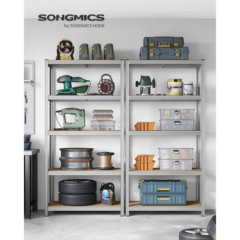 100x50x200cm Set of 2 Heavy Duty Steel Shelving Units with Adjustable Shelves for Garage Storage by Songmics