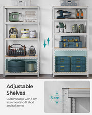 100x50x200cm Set of 2 Heavy Duty Steel Shelving Units with Adjustable Shelves for Garage Storage by Songmics