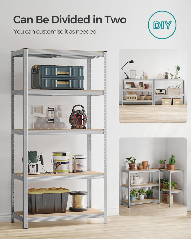 100x50x200cm Set of 2 Heavy Duty Steel Shelving Units with Adjustable Shelves for Garage Storage by Songmics