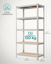 100x50x200cm Set of 2 Heavy Duty Steel Shelving Units with Adjustable Shelves for Garage Storage by Songmics