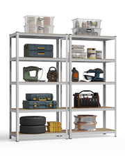 100x50x200cm Set of 2 Heavy Duty Steel Shelving Units with Adjustable Shelves for Garage Storage by Songmics