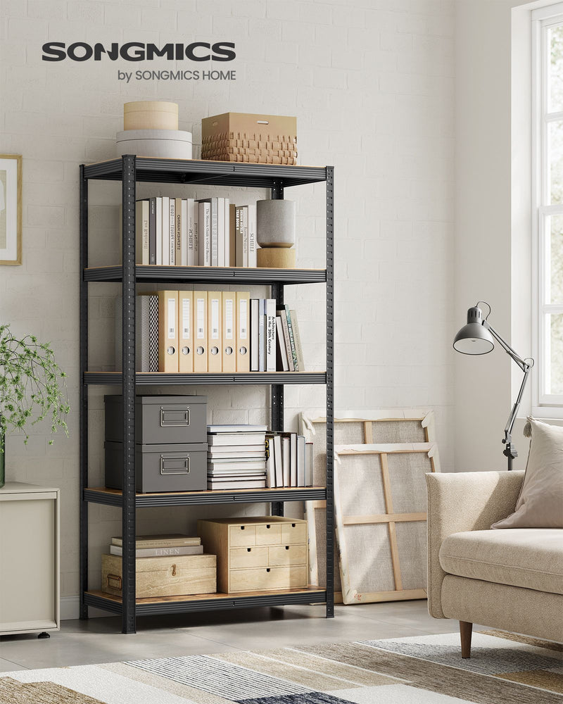 120x60x200cm 5 Tier Heavy Duty Shelving Unit Black and Rustic Brown Holds Up to 750kg by Songmics