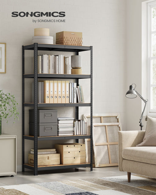 120x60x200cm 5 Tier Heavy Duty Shelving Unit Black and Rustic Brown Holds Up to 750kg by Songmics