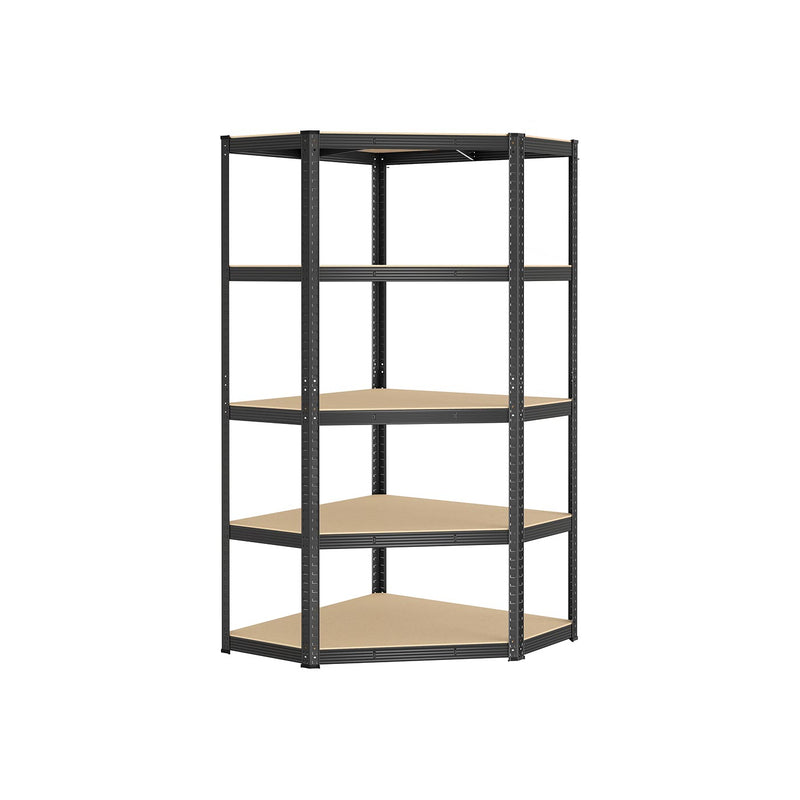 5 Tier Heavy Duty Corner Shelf Unit Holds 875 kg in Black and Beige by Songmics