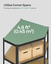 5 Tier Heavy Duty Corner Shelf Unit Holds 875 kg in Black and Beige by Songmics