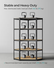 5 Tier Heavy Duty Corner Shelf Unit Holds 875 kg in Black and Beige by Songmics