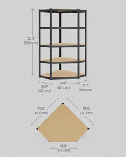 5 Tier Heavy Duty Corner Shelf Unit Holds 875 kg in Black and Beige by Songmics