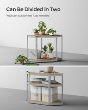 5 Tier Corner Shelf Unit 90 cm Wide in Silver and Natural Beige for Home Storage by Songmics