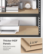 Black 5 Tier Garage Shelving Unit Boltless Metal Storage Rack 150 cm Tall by Songmics