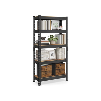 Rustic Brown 5 Tier Shelving Unit with Boltless Assembly 75 x 30 x 150 cm by Songmics