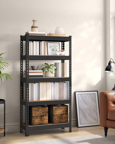 Rustic Brown 5 Tier Shelving Unit with Boltless Assembly 75 x 30 x 150 cm by Songmics
