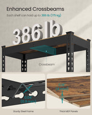 Rustic Brown 5 Tier Shelving Unit with Boltless Assembly 75 x 30 x 150 cm by Songmics