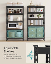 Rustic Brown 5 Tier Shelving Unit with Boltless Assembly 75 x 30 x 150 cm by Songmics