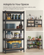 Rustic Brown 5 Tier Shelving Unit with Boltless Assembly 75 x 30 x 150 cm by Songmics