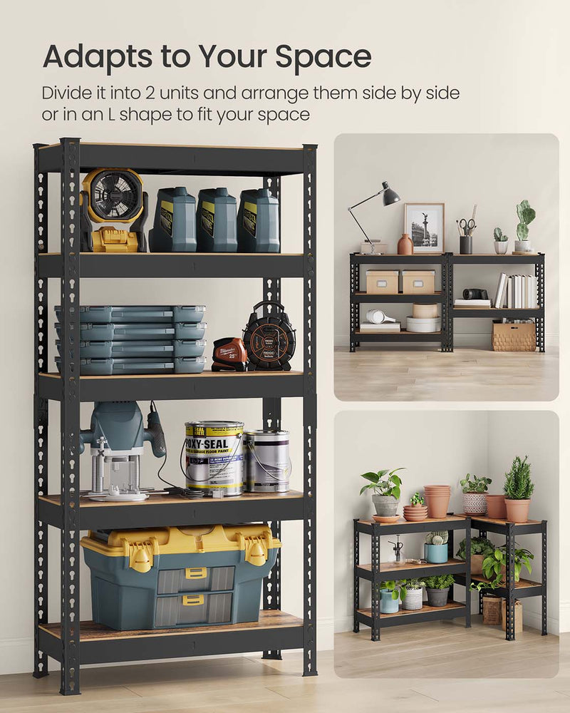 Rustic Brown 5 Tier Shelving Unit with Boltless Assembly 75 x 30 x 150 cm by Songmics
