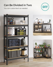Set of 2 Black 5 Tier Metal Storage Shelving Units 875 kg Capacity Heavy Duty by Songmics