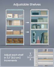 100x50x200cm Heavy Duty Silver Metal Storage Racking Shelf with Adjustable Shelves for Garage or Home by Songmics