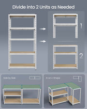100x50x200cm Heavy Duty Silver Metal Storage Racking Shelf with Adjustable Shelves for Garage or Home by Songmics