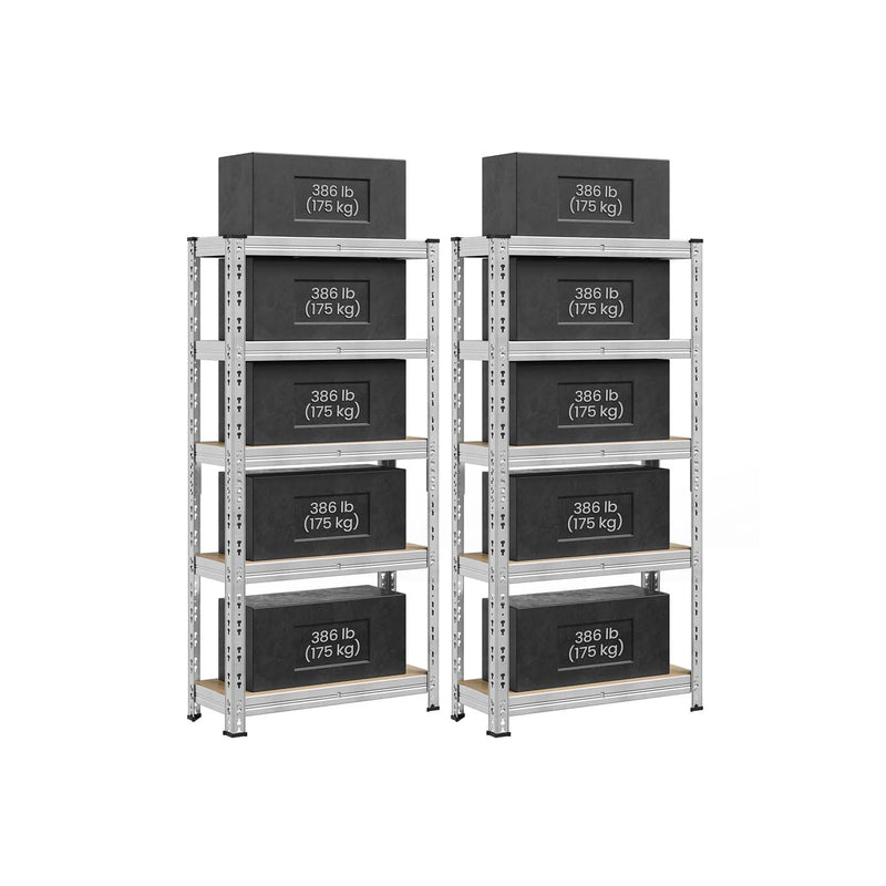 75x30x150cm Heavy Duty Silver Metal Racking Storage Shelf with Adjustable Shelves for Garage or Office by Songmics