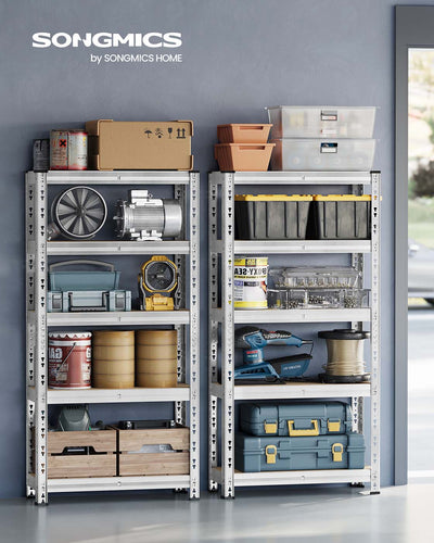 75x30x150cm Heavy Duty Silver Metal Racking Storage Shelf with Adjustable Shelves for Garage or Office by Songmics