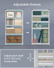 75x30x150cm Heavy Duty Silver Metal Racking Storage Shelf with Adjustable Shelves for Garage or Office by Songmics