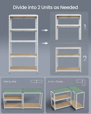 75x30x150cm Heavy Duty Silver Metal Racking Storage Shelf with Adjustable Shelves for Garage or Office by Songmics
