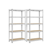 90 x 40 x 180 cm Silver Heavy Duty Metal Storage Shelf with Adjustable Shelves for Garage or Workshop by Songmics