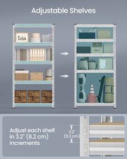90 x 40 x 180 cm Silver Heavy Duty Metal Storage Shelf with Adjustable Shelves for Garage or Workshop by Songmics