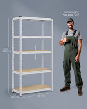 90 x 40 x 180 cm Silver Heavy Duty Metal Storage Shelf with Adjustable Shelves for Garage or Workshop by Songmics