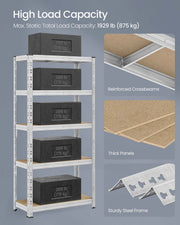 90 x 40 x 180 cm Silver Heavy Duty Metal Storage Shelf with Adjustable Shelves for Garage or Workshop by Songmics