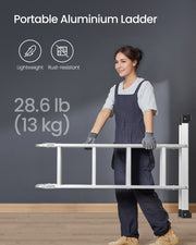Multi Purpose Folding Ladder 16 Step Aluminium Extendable Design 430 cm Long by Songmics
